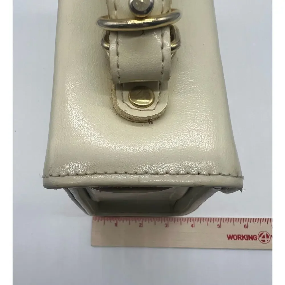 Design by Pristine brand vintage hard box cream handbag